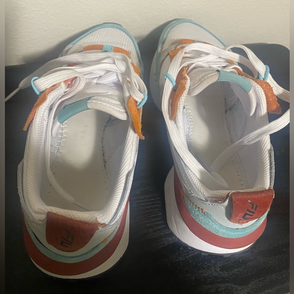 Womens Retro Fila running shoes- white, burnt orange, teal size 8 - Picture 11 of 15